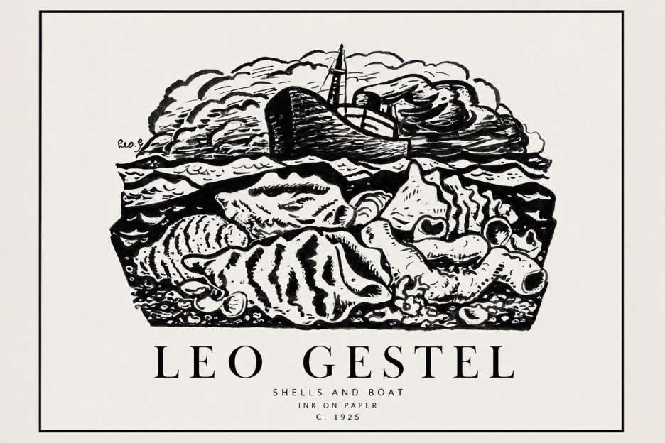 Leo Gestel Shells and Boat No1 - Juliste