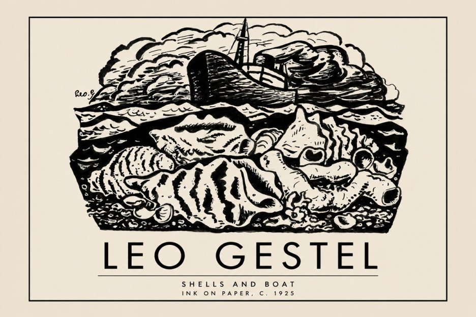 Leo Gestel Shells and Boat No2 - Juliste