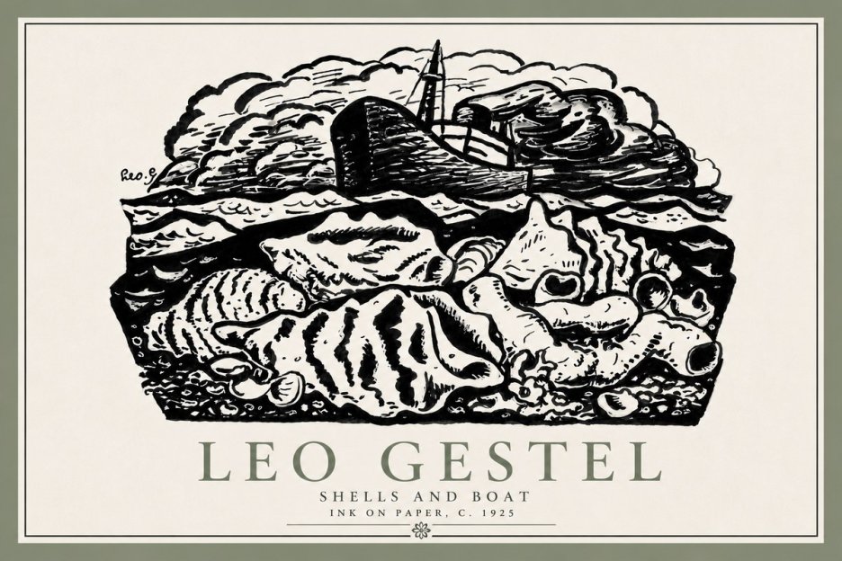 Leo Gestel Shells and Boat No6 - Juliste