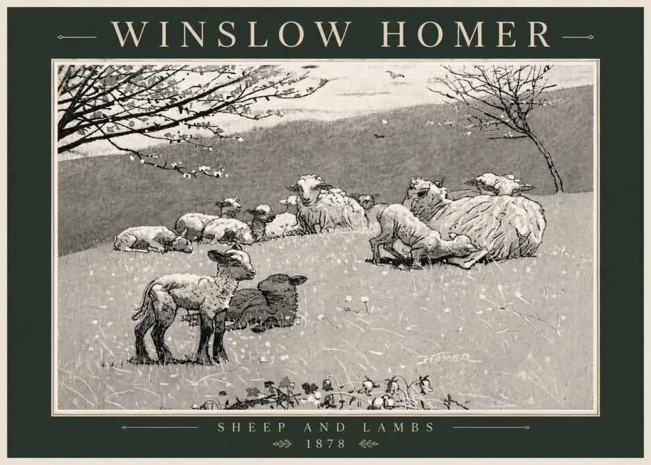 Winslow Homer Sheep and Lambs No6 - Juliste