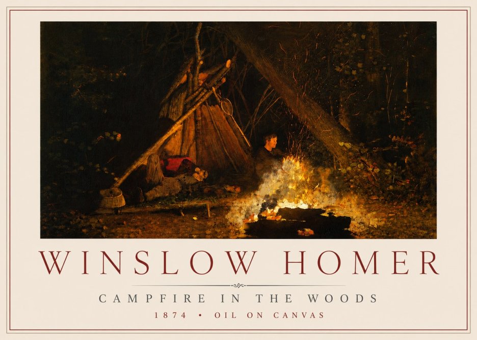 Winslow Homer Campfire in the Woods No3 - Juliste