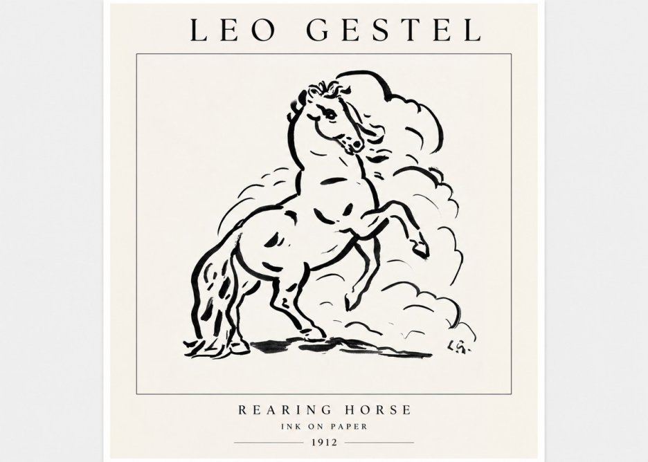 Leo Gestel Rearing Horse No3 - Juliste