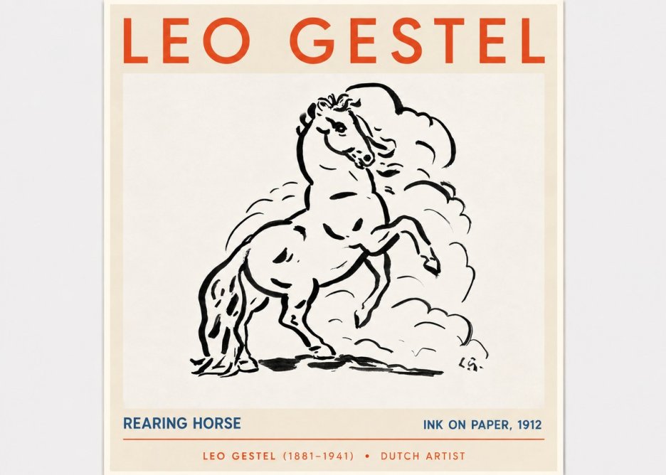 Leo Gestel Rearing Horse No5 - Juliste