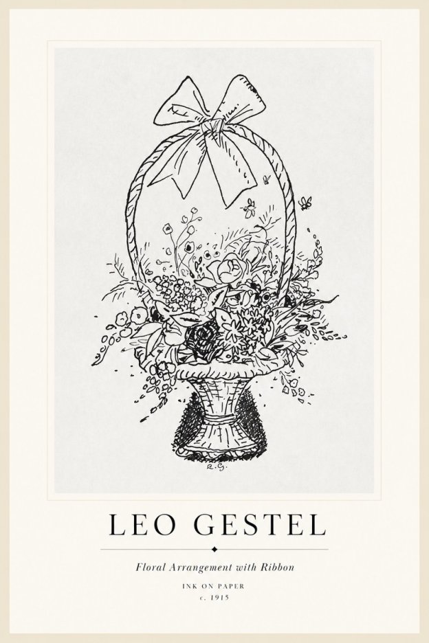 Leo Gestel Floral Arrangement with Ribbon No1 - Juliste