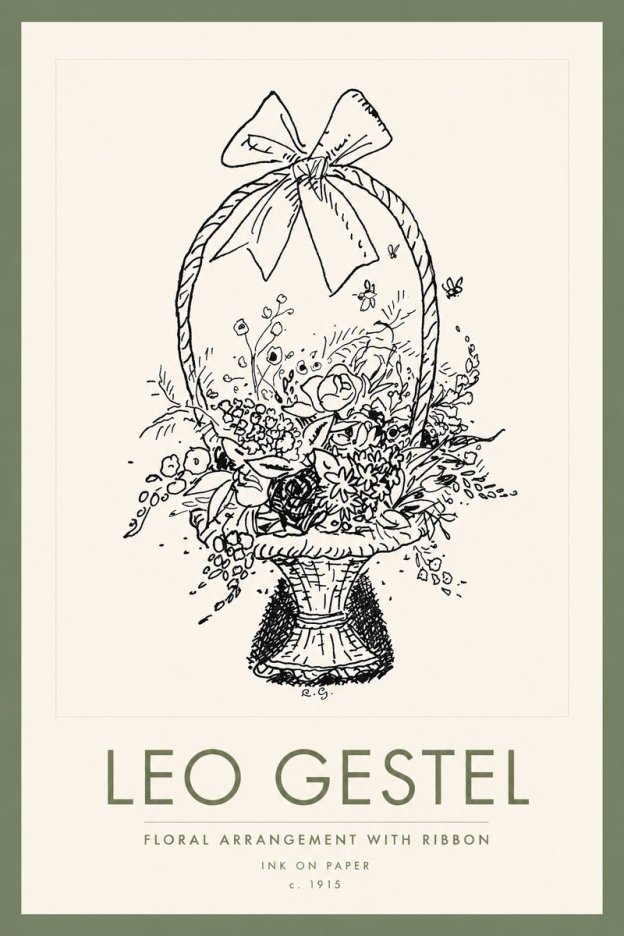 Leo Gestel Floral Arrangement with Ribbon No2 - Juliste