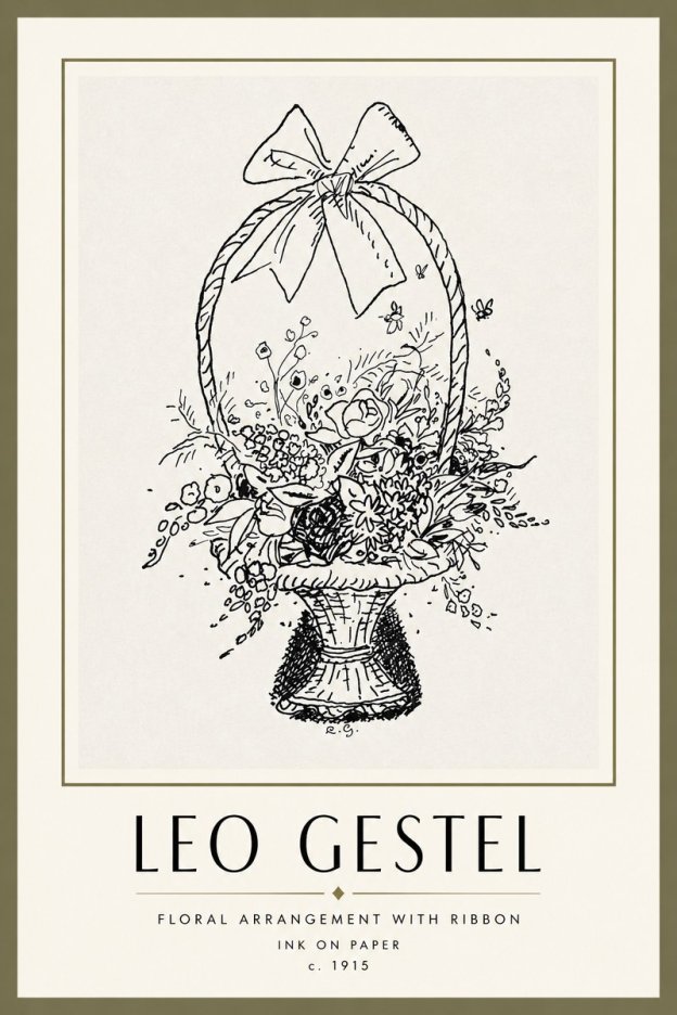 Leo Gestel Floral Arrangement with Ribbon No4 - Juliste