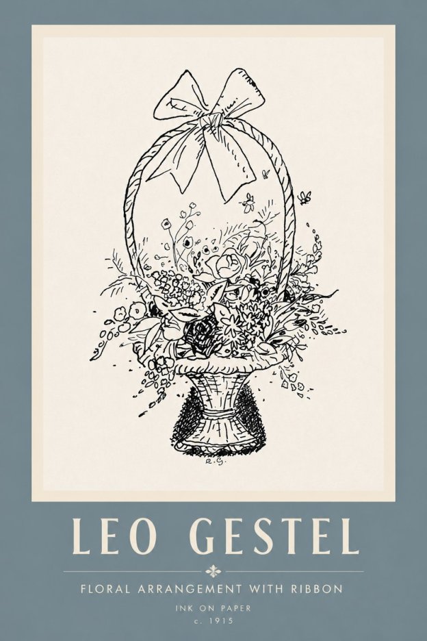 Leo Gestel Floral Arrangement with Ribbon No5 - Juliste