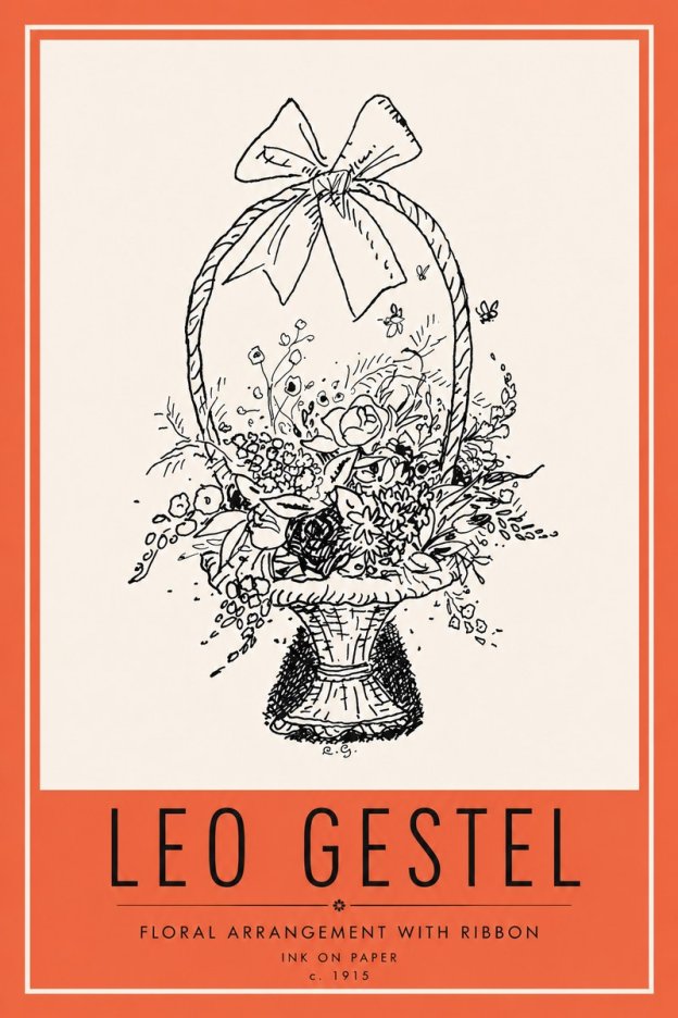 Leo Gestel Floral Arrangement with Ribbon No6 - Juliste