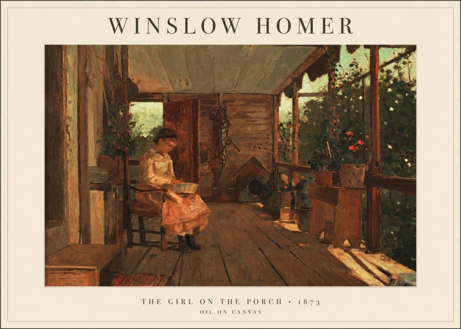 Winslow Homer The Girl on the Porch No1 - Juliste