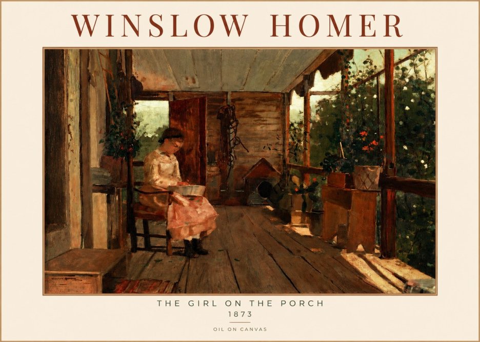 Winslow Homer The Girl on the Porch No2 - Juliste