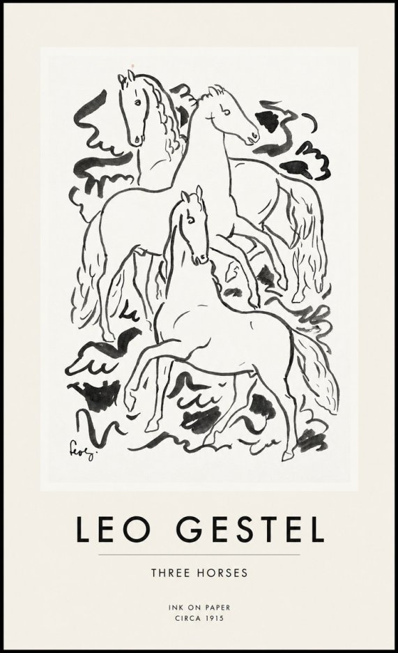 Leo Gestel Three Horses No1 - Juliste