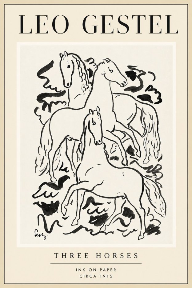 Leo Gestel Three Horses No4 - Juliste