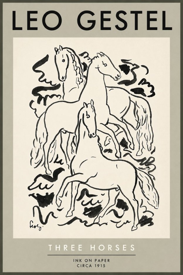 Leo Gestel Three Horses No5 - Juliste