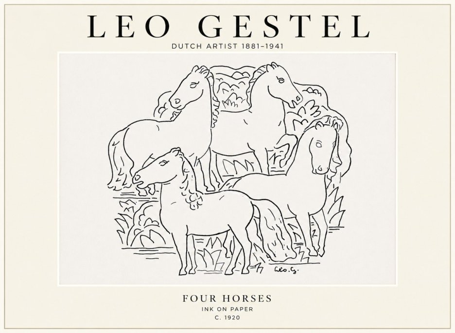 Leo Gestel Four Horses No1 - Juliste