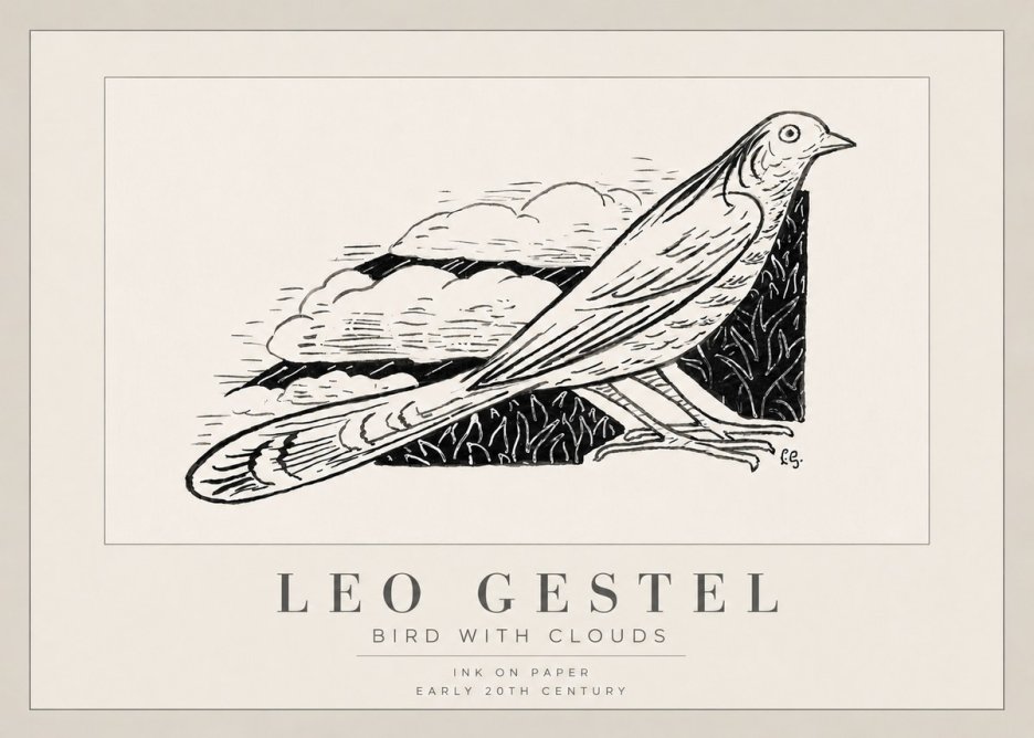 Leo Gestel Bird with Clouds No3 - Juliste