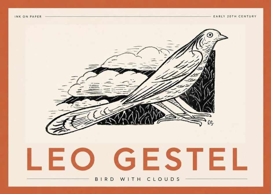 Leo Gestel Bird with Clouds No5 - Juliste