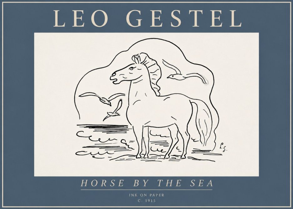Leo Gestel Horse by the Sea No6 - Juliste