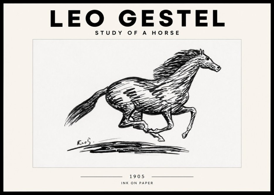 Leo Gestel Study of a Horse No2 - Juliste