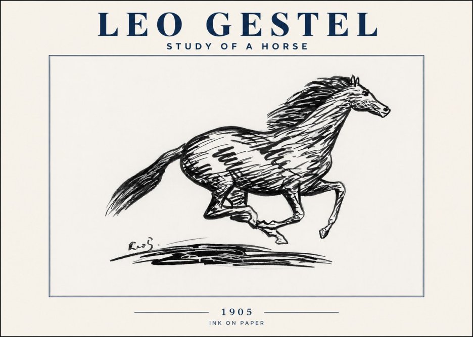 Leo Gestel Study of a Horse No4 - Juliste