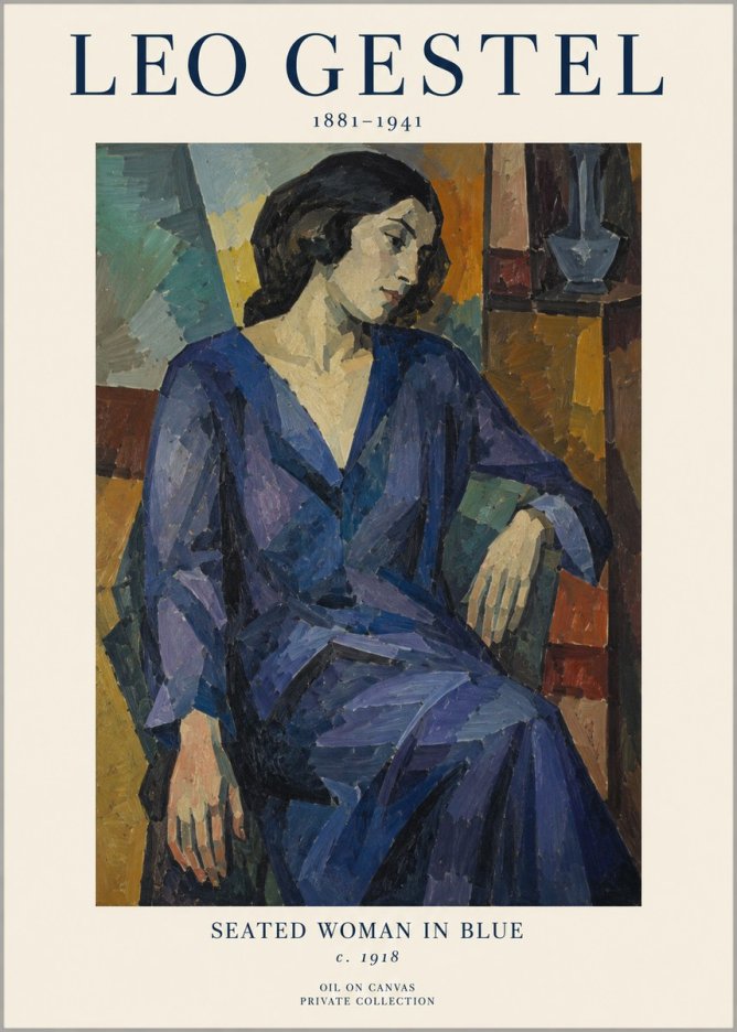 Leo Gestel Seated Woman in Blue No1 - Juliste