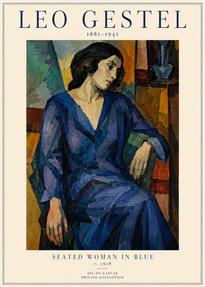 Leo Gestel Seated Woman in Blue No4 - Juliste