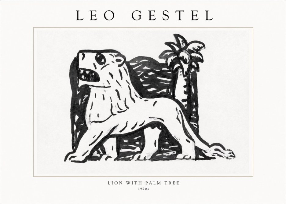 Leo Gestel Lion with Palm Tree No1 - Juliste