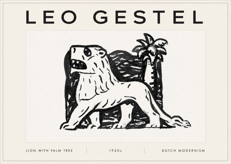 Leo Gestel Lion with Palm Tree No5 - Juliste