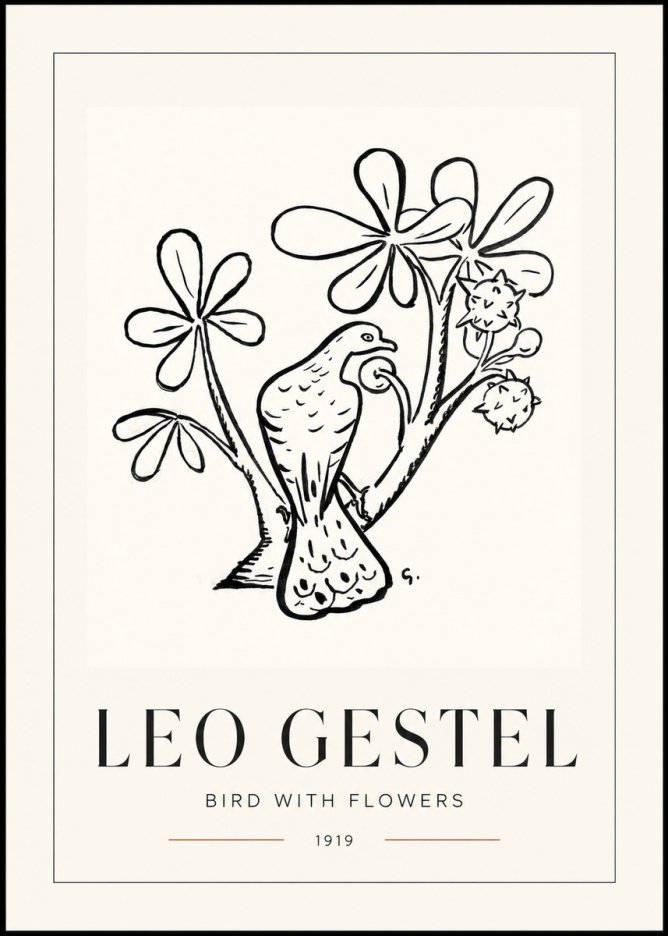 Leo Gestel Bird with Flowers No1 - Juliste