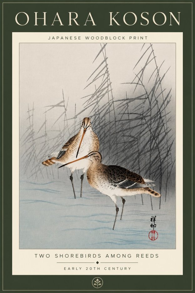 Ohara Koson Snipe in the Reeds No6 - Juliste
