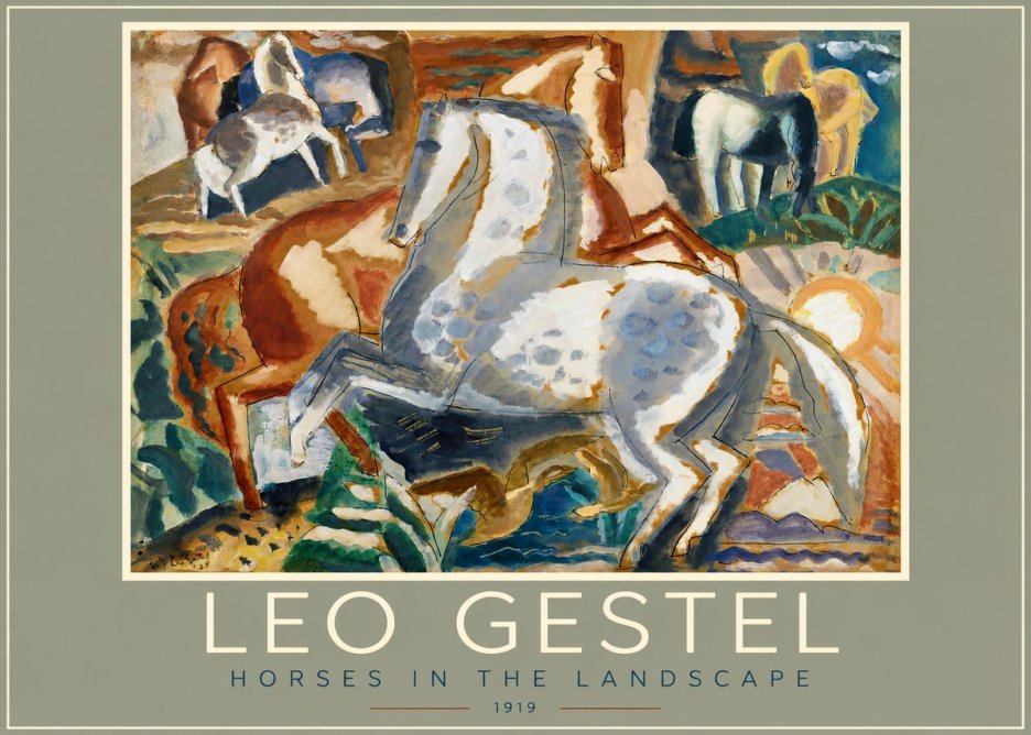 Leo Gestel Horses in the Landscape No2 - Juliste