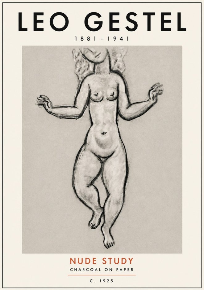 Leo Gestel Nude Study No5 - Juliste