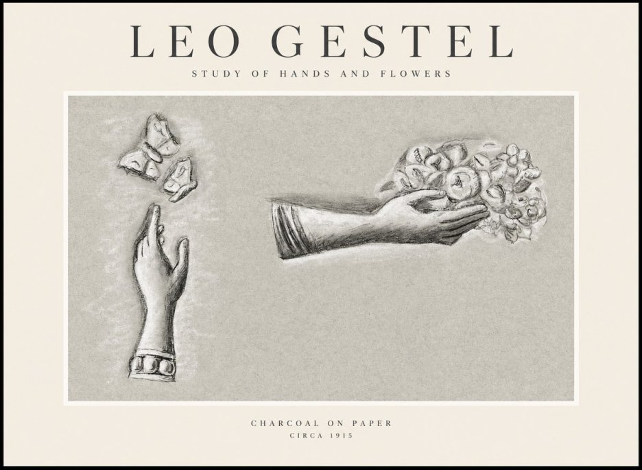 Leo Gestel Study of Hands and Flowers No1 - Juliste