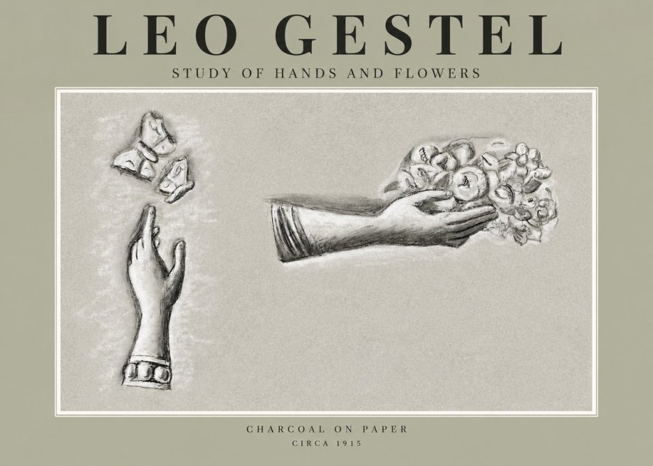 Leo Gestel Study of Hands and Flowers No2 - Juliste
