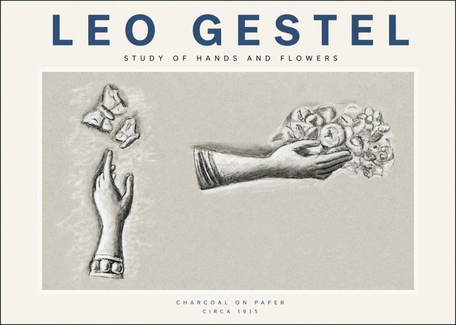 Leo Gestel Study of Hands and Flowers No3 - Juliste