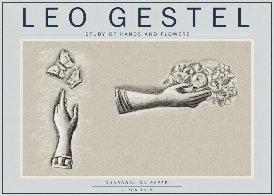 Leo Gestel Study of Hands and Flowers No4 - Juliste