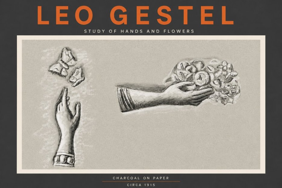 Leo Gestel Study of Hands and Flowers No6 - Juliste