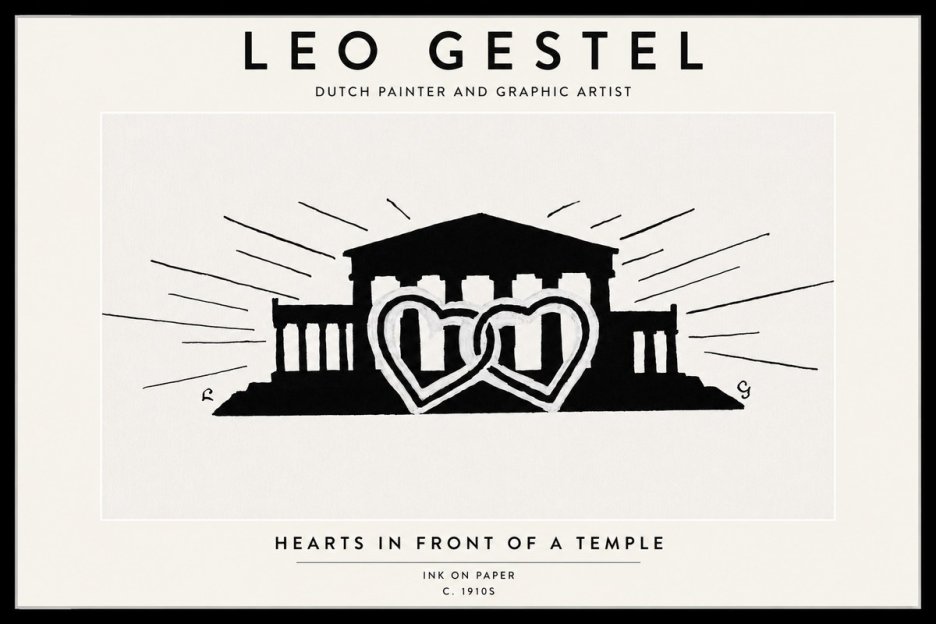 Leo Gestel Hearts in Front of a Temple No1 - Juliste