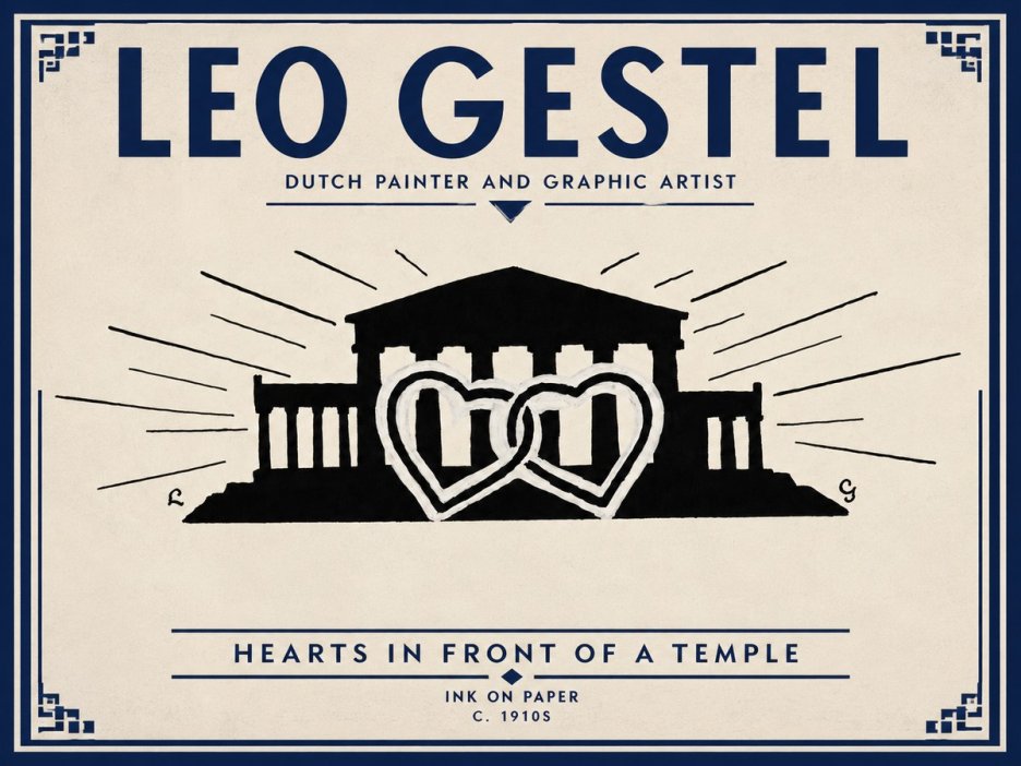 Leo Gestel Hearts in Front of a Temple No3 - Juliste