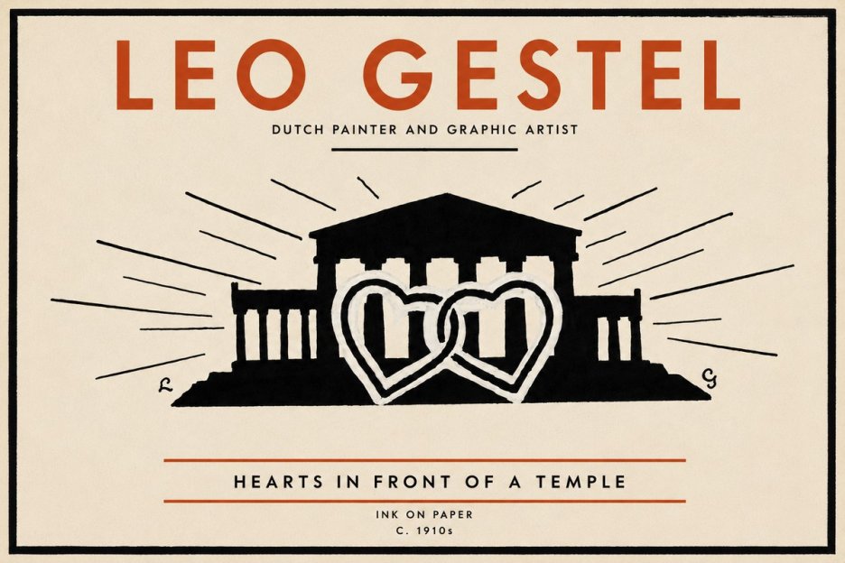 Leo Gestel Hearts in Front of a Temple No5 - Juliste
