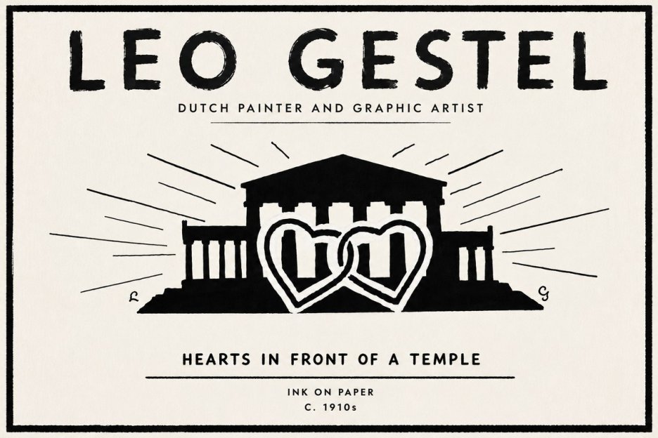 Leo Gestel Hearts in Front of a Temple No6 - Juliste