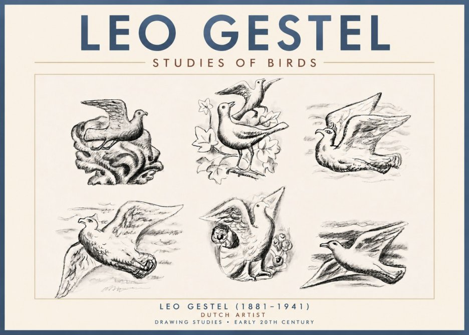 Leo Gestel Studies of Birds No4 - Juliste