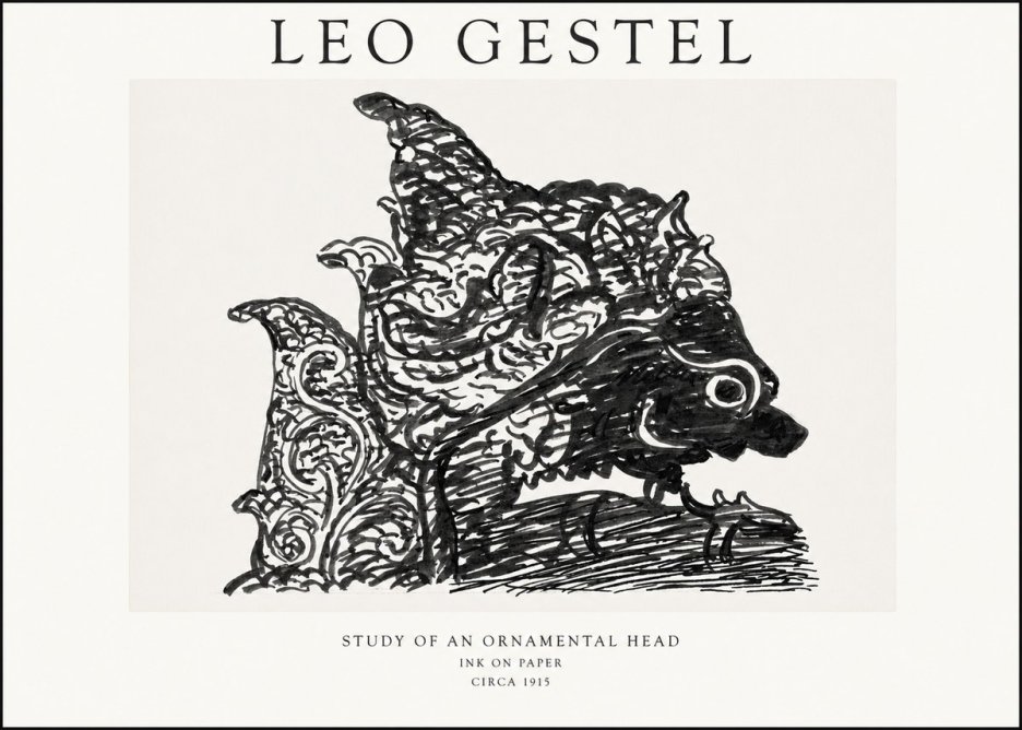 Leo Gestel Study of an Ornamental Head No1 - Juliste