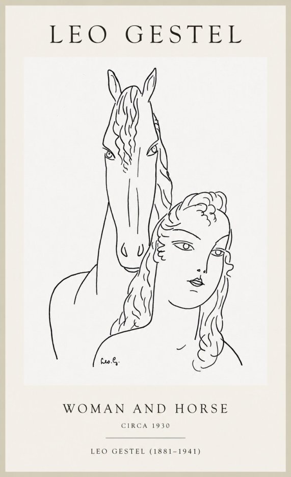 Leo Gestel Woman and Horse No1 - Juliste