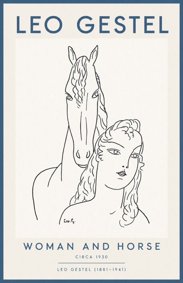 Leo Gestel Woman and Horse No2 - Juliste