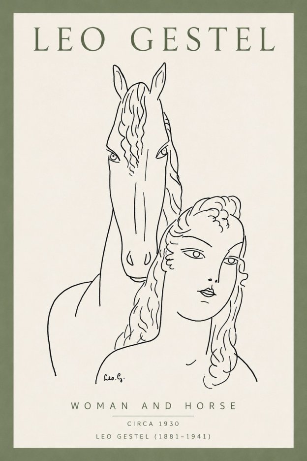 Leo Gestel Woman and Horse No4 - Juliste