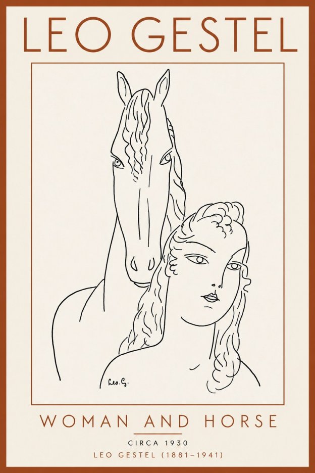 Leo Gestel Woman and Horse No5 - Juliste