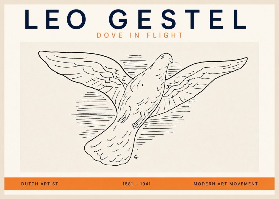 Leo Gestel Dove in Flight No2 - Juliste