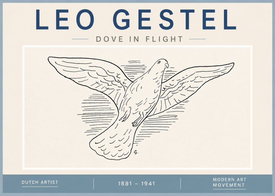 Leo Gestel Dove in Flight No4 - Juliste