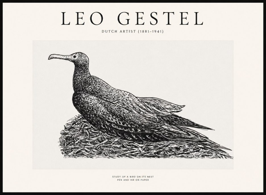 Leo Gestel Study of a Bird on Its Nest No1 - Juliste