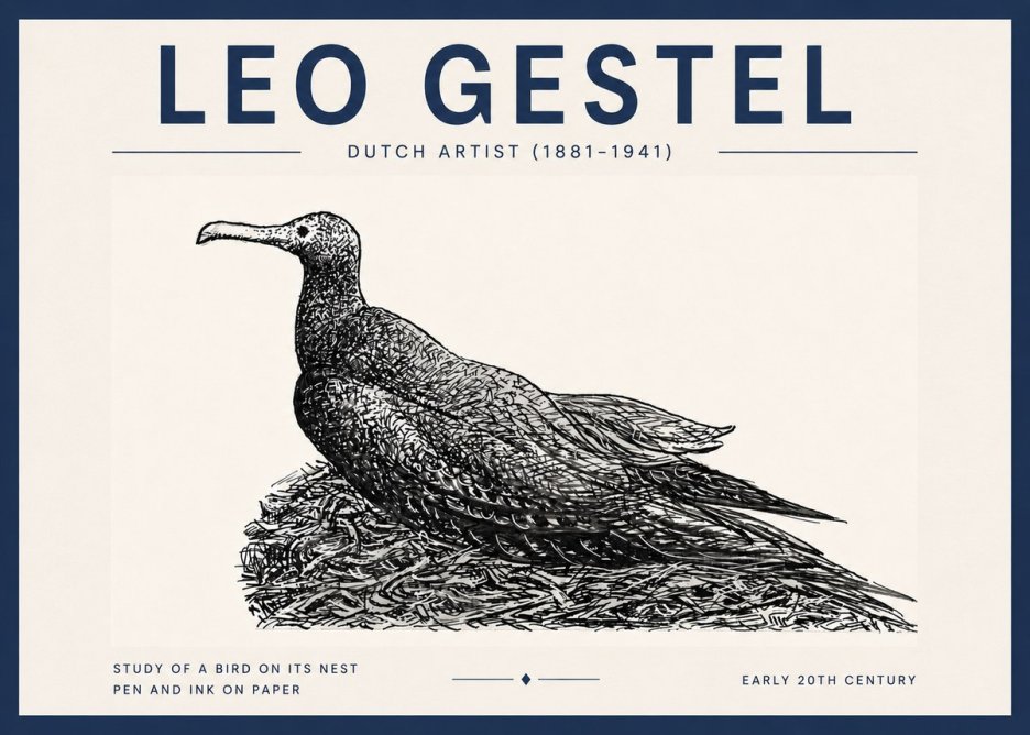 Leo Gestel Study of a Bird on Its Nest No6 - Juliste